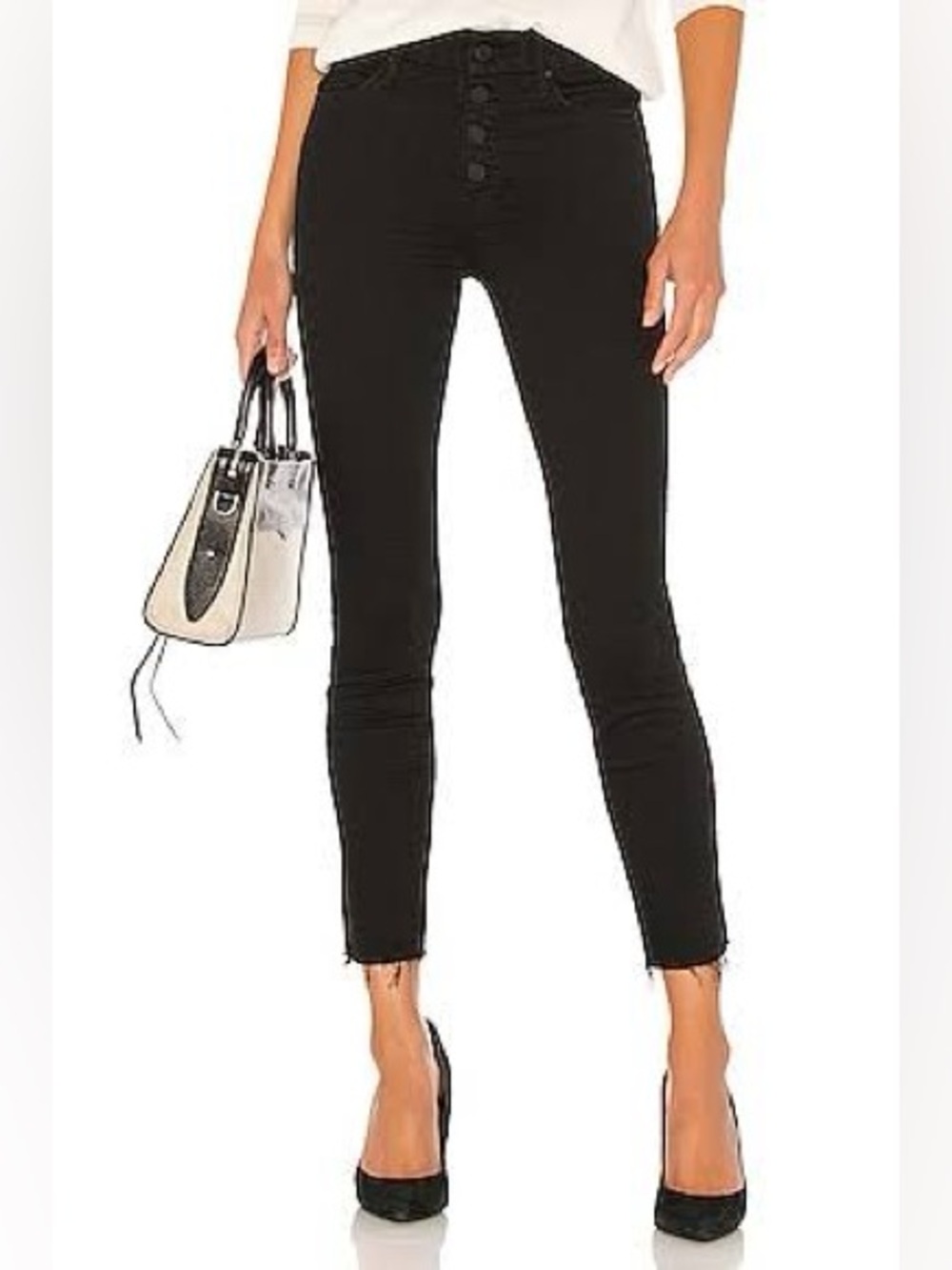 HUDSON - REVOLVE skinny satined jeans with buttons accent!